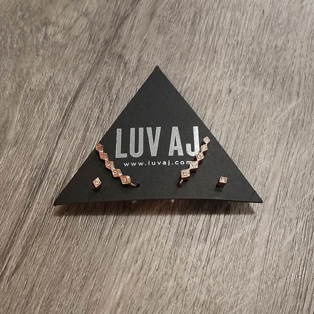 CLEARANCE Luv AJ Rose Gold Kite Climber & Stud Earring Set
